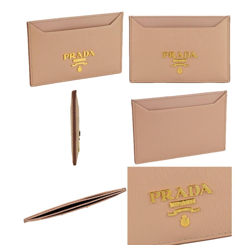 Prada Vitello Move Cipria Beige Leather Logo Plaque Card Holder - Picture 7 of 8